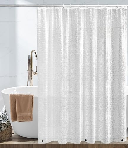 Cortina de Ducha, EVA Cortina Ducha 180x200cm, 3D Cubo de Agua Semitransparente Espesas Lavable Cortinas de Baño, Impermeable Antibacteriano Secado Rápido, con 12 Ganchos, para Ducha o Bañera