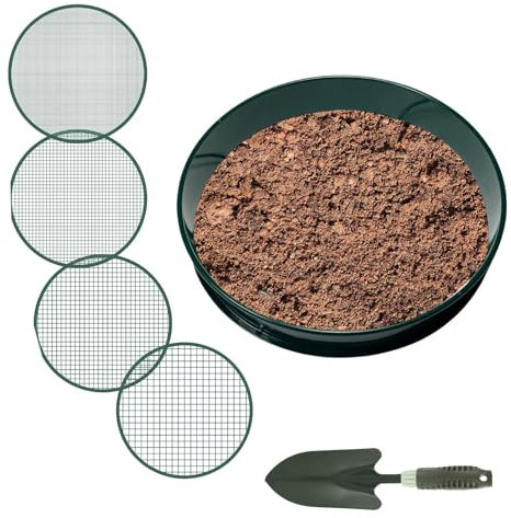 Tamiz para macetas de jardín, tamiz de tierra de compost, tamiz de malla de jardinería, ligero y portátil, multiusos, 12.8 x 12.8 x 2.56 pulgadas, perfecto para patio y jardín