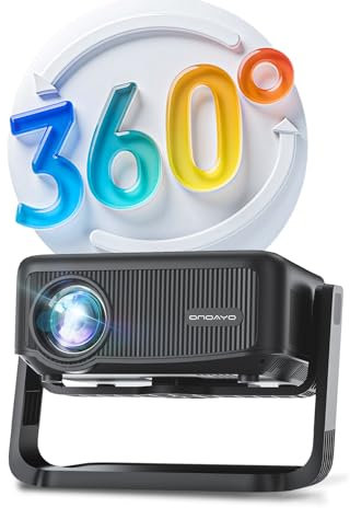 Beamer【360° Drehbarem & Auto Keystone】 25000LM 1080P HD Mini-Beamer WiFi6 und Bluetooth 5.2 Projektor E-Fokus 70% Zoom ONOAYO Beamer-4K Unterstützt Heimkino/Outdoor Abnehmbar Video