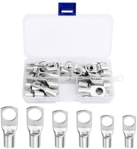 36 PCS Wire Lugs Battery Cable Ends, M8 M10 CS Ring Terminal Assortment Tinned Copper Wire Lugs for Electrical Cable (16mm² 25mm² 35mm²)