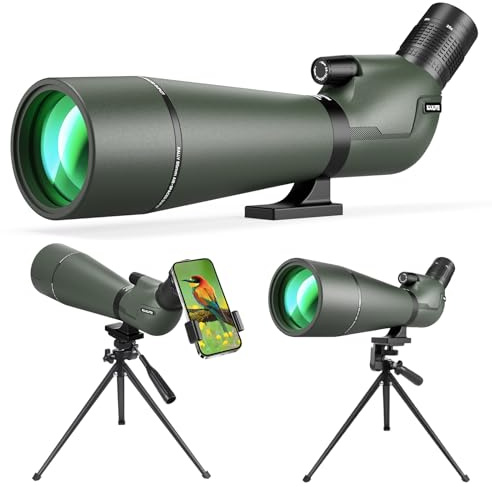 25-75x85 Spotting Scope with ED Glass, Phone Adapter, Tripod & Carrying Bag - Fully Multi-Coated BAK4 Waterproof Zoom Spotter Scope for Bird Watching, Wildlife Viewing, Hunting (Green)