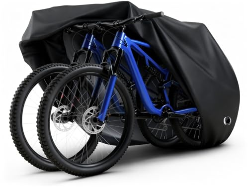 Elezenioc Housse de vélo pour2-3 Vélos, Housse de Protection Imperméable Extérieur, Polyester Anti-UV Pluie Neige Poussière avec Trou de Verrouillage, pour Vélo de Route Moto Scooter VT,208x112x110cm