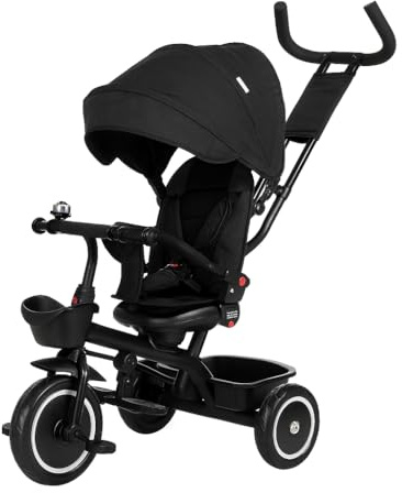 Foryourlittleone Kids Trike V3 Pink Tricycle Baby Push with Parent Handle Bike 9 Months to 5 Years (Black)