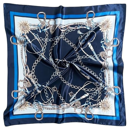 BDGYCK Femmes Grand Foulards Carrés, Foulard Cheveux Femme, Foulard en Soie Carré Doux,90 x 90 cm Soie Carrés Bandanas Plage, Satin Bandana Imprimé Tendance, pour Dormir, Usage Quotidien, Décoration