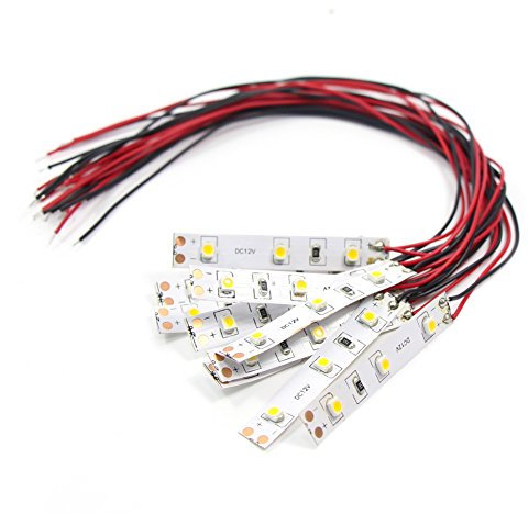 Evemodel Zubehör für Modelleisenbahnanlagen 10 Stk. 3-LED Hausbeleuchtung 5cm warmweiss mit Kabel 20cm 12-18 V DD01WM-10N-EU