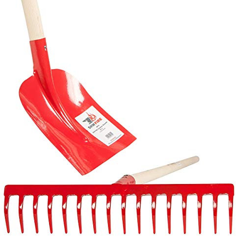 2-teiliges Set: Holsteiner Schaufel und Gartenrechen mit hochwertigen Stielen von SHW-FIRE