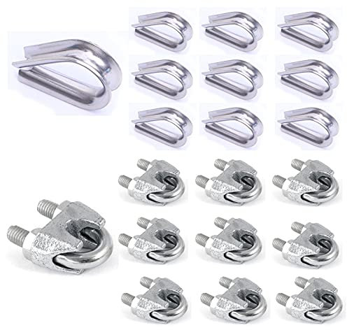 Basetousual 10 Stücke M5 Drahtseilklemmen, 10 Stücke Kauschen für Kabel Drahtseil Seilen aus Edelstahl 304, für 5 mm Riggingseil Drahtseilkabel