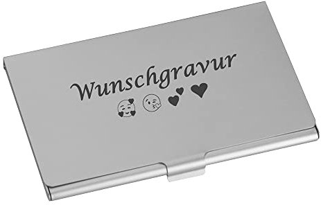 Juwelier Schönschmied Visitenkartenetui mit Gravur | Metall | Personalisierter Visitenkartenhalter | Emojis Gravur möglich | Kartenetui | Lasergravur BC1