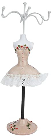 Tomotato Jewelry Display Stand, Model Dress Earring Necklace Ring Jewelry Organizer Holder with Rotatable Bracket, Princess Dress Doll Jewelry Tower Rack for Girls Women(C)