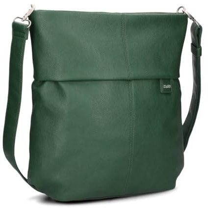 Zwei Damen Handtasche Mademoiselle.M M140 Umhängetasche 12 Liter klassische Crossbody Bag aus weichem Kunstleder, DIN-A4 passend, große Tasche für die Arbeit, Büro oder Uni (moos)
