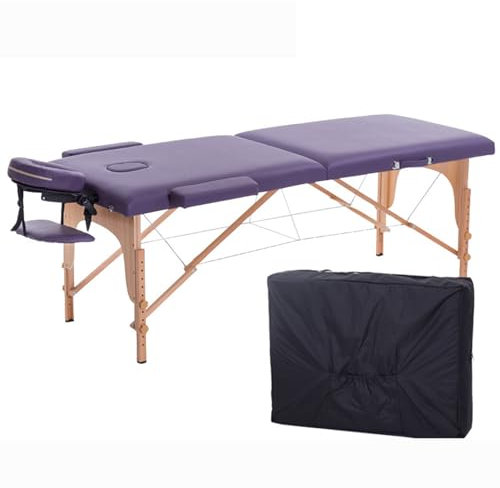 Portable Folding Massage Table Bed Adjustable Height Beauty Bed 2 Sections with Carry Bag Ideal for Facial SPA Professional Cosmetic Use