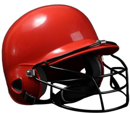 rockible Baseball Helmschutz mit Atmungsaktiver Gesichtsmaske für Schutzausrüstung für Erwachsene, Rot