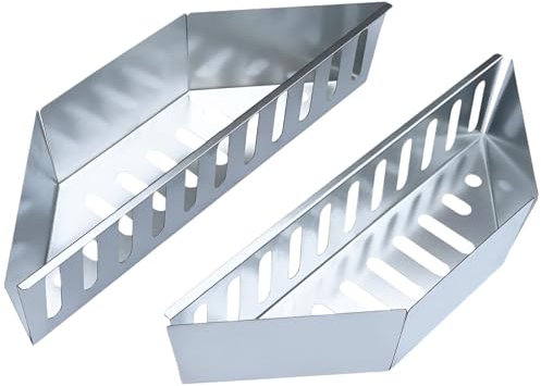 Char-Basket Lot de 2 paniers à charbon de bois, pour chaleur directe et indirecte, pour barbecues au charbon de bois de 47, 57 et 67 cm, 38,5 x 11 x 7,5 cm, en acier inoxydable