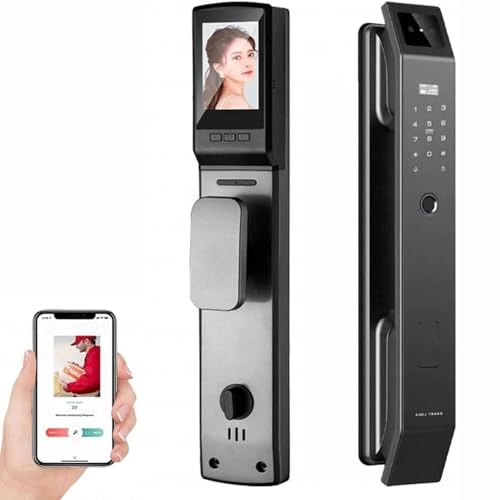 Serratura intelligente con riconoscimento facciale, serratura intelligente con telecamera, serratura digitale Wi-Fi con impronta digitale for porta d'ingresso, videocitofono, visore for porta visibile