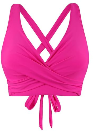 Generico Top di Bikini Donne con Grandi Seni, Push-up, String Bikini, Top Triangolare, Taglio a V, Reggiseno per Costume da Bagno Bikini Nero