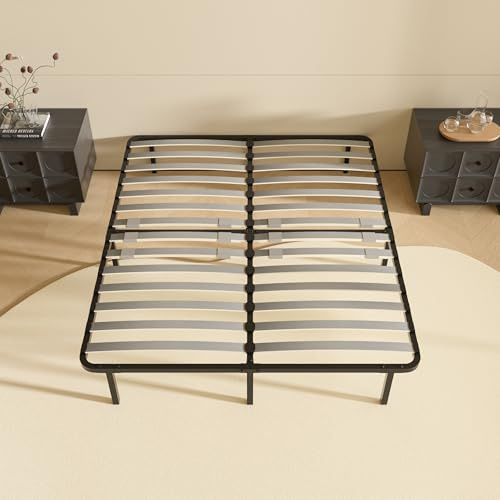 DEWINNER Rete Matrimoniale 160x190 cm, Altezza 35cm, Ortopedica con 9 Piedi,Letto Ferro Battuto con Rete a Doghe Matrimoniale regolatori di rigidità con Doppie doghe centrali