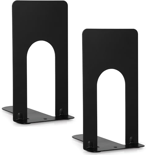 Anhow 1 Paia Fermalibri, Reggilibri in Metallo Reggi Libri Nero Ferma Libri per Libreria per Casa, Ufficio, Biblioteca, Studenti Regalo - Nero (6,9x10x13 cm)