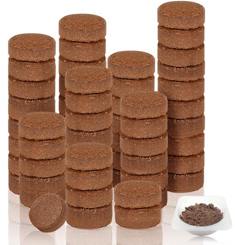 Klerbesh Pastilles de Coco 100 Pièces 30mm, Disques de Terreau sans Tourbe, Fibre Biodégradable pour Semis et Boutures, Substrat de Culture pour Légumes et Plantes Intérieur (100 PCS)