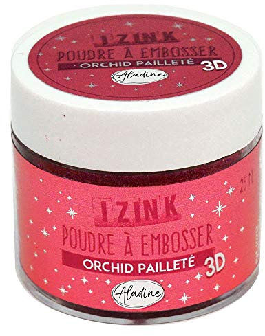Aladine - Izink Amehist Glitter präglingspulver - prägling med glitter - 3D-volymeffekt för scrapbooking och kreativ korttillverkning - Glitterlila Relief Scrap - 25 ml burk