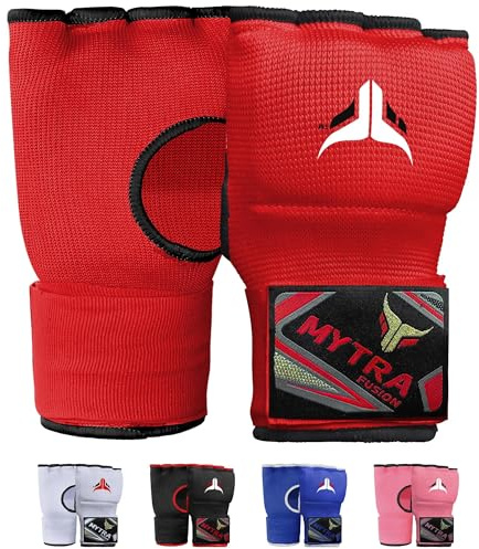 Guantes Interiores Boxeo Niños con Acolchado de Gel Vendas de Boxeo con Correa de Muñeca de 80 cm para MMA, Kickboxing, Golpes, Artes Marciales y Muay Thai (Red)