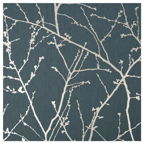 Superfresco Easy Innocence Branch Green & Silver Metallic Wallpaper | Paste the Wall | Green Trees | Eco-Friendly