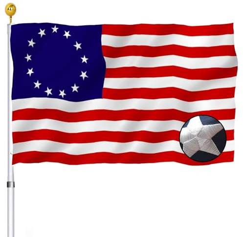 Embroidered Betsy Ross American US Flag 3x5 Outdoor- 13 Stars Colonies Primitive USA Stitched Flags Embroidered Stars Sewn Stripes Heavy Duty Banner