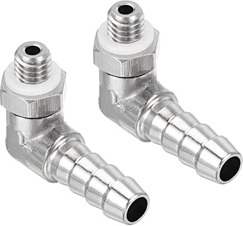 M METERXITY 2Stk Rohr Widerhaken Verschraubungen - 90° Winkel Nickel-Plattiert 6mm Widerhaken Leitung Anschluss mit Rohr Anwendung für Gas(M6x1 Außengewinde)