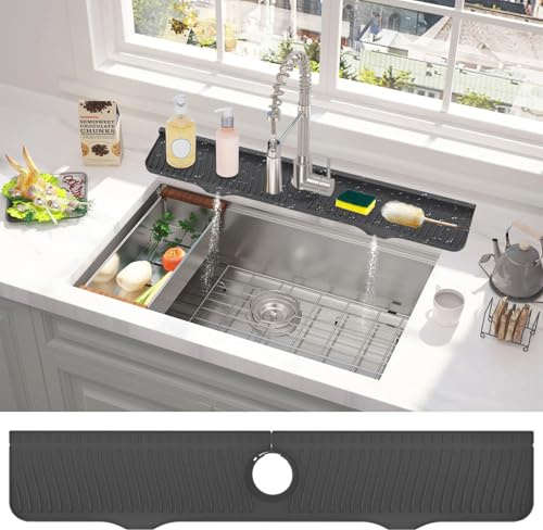 Protezione Paraspruzzi da 81 cm per Lavello da Cucina, Tappetino in Silicone per Rubinetto, Protezione Paraspruzzi in Silicone per Lavello più Lunga, Protezione Paraspruzzi per Lavello per Cucina