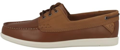 Clarks Bratton Boat Mens Dark Tan Lea, 6.5