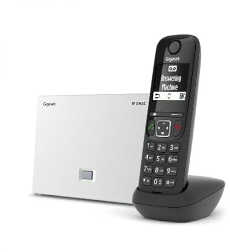 Gigaset AS690A IP Base - Téléphone VoIP - Prend en Charge 6 Ordinateurs Portables - Accès aux Contacts Google, Office 365, Noir [Compatible IT, DE, FR, NL, AUT, Che]