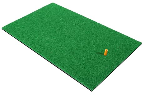 IKULE Golf Mat Practice Hitting Mat with Rubber Tee Holder Realistic Grass Putting Mats Portable Outdoor Sports Golf Training Turf Mat Indoor Office in 40 * 70cm
