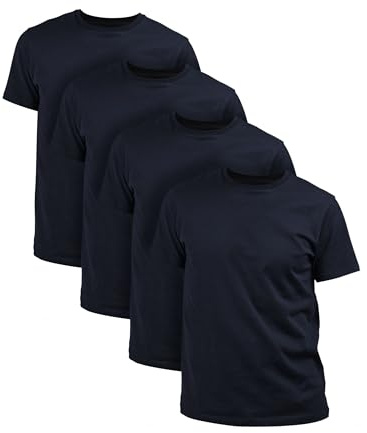 Basic Treasure Confezione da 4 T-Shirt Uomo, 100% Cotone, Navy, Taglia M