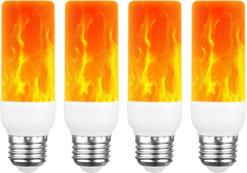 AUAUY LED-flamlampa, 2W E27 flamlampa, 1 400 K, flimrande glödlampa, 3 belysningslägen, dekorativa lampor för hem, trädgård, bar, halloween, jul (4 st)