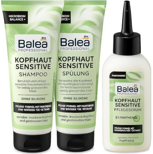 Kopfhaut Bundle (3-teilig) - Shampoo Kopfhaut Sensitive (250 ml) + Conditioner Kopfhaut Sensitive (200 ml) + Kopfhautpflege Serum Sensitive (150 ml) + Kopfhaut Massagebürste