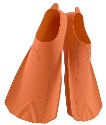 ENEN Palmes de Natation en Silicone Réglables Taille 29-45, Palmes d'entraînement de Natation Courtes pour Enfants et Adultes Femme Homme (39-41,FS200-Orange)