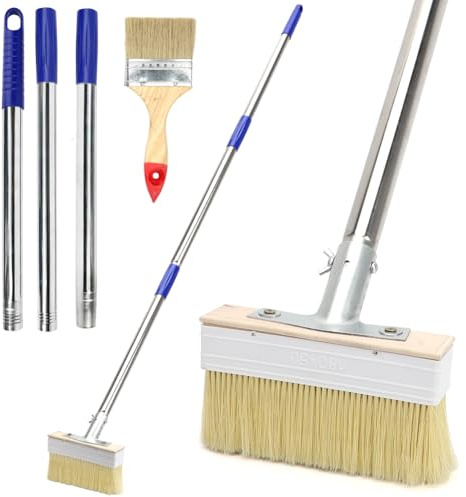 MIUUIPI Flächenstreicher Pinsel mit Teleskopstange, 136cm Terrassenbürste mit Ausziehbarem Griff, Lasurpinsel Set für Farben Glas Wände Decken Schuppen Schränke Türen Zäune Terrassen