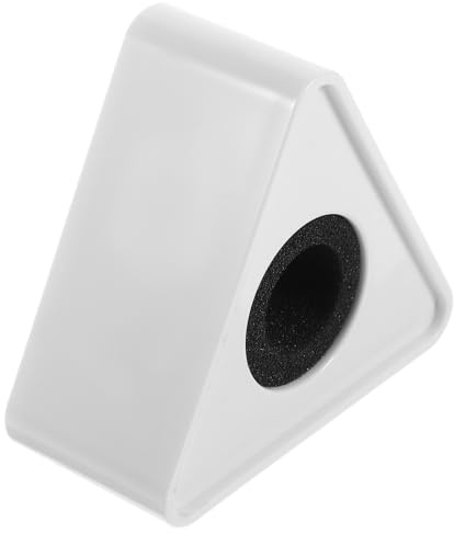 Triangular Microphone Flag Station, White ABS Logo Holder for Interviews | Large Display Area, Portable Practical Design, Adjustable Cotton Interior, Supports PVC Board Engraving