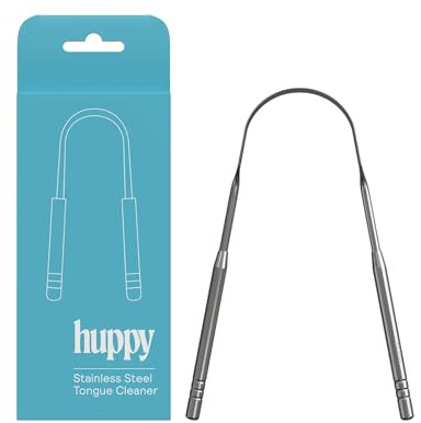 HUPPY Stainless Steel Tongue Cleaner – Reusable Tongue Scraper for Fresh Breath & Oral Hygiene | Durable Zero-Waste Tool, Removes Tongue Coating, Easy to Clean