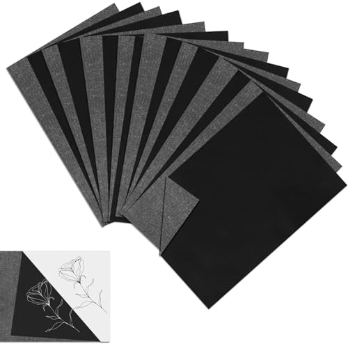 Transfer Paper 50 Sheets, A4/8.3 x 11.6 Inches Carbon Paper Graphite Transfer Paper for Tracing Drawing Patterns on Metal Glass Canvas DIY Wood Artist Lettering Sketching (Black)