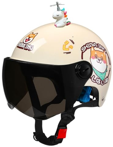 Casque De Trottinette Enfant, Demi-Casque De Moto avec Visière Solaire Homologué ECE 22.06, Casque De Cyclomoteur pour Garçons Et Filles De 3 À 12 Ans, Casque Jet De Moto Enfant B,48-56cm