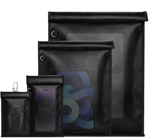 7JI Faraday väska 4-pack, anti-tracking RFID-signalblockering, eu-säker, vattentät faraday Cage Sleeve för bärbara datorer, surfplattor, radio, bilnyckel