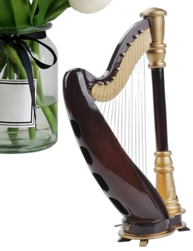 Strumento Per Arpa In Miniatura - Ornamento Da Scrivania, Figura Decorativa Di Corde Da 5,5 Pollici, Scultura Da Collezione Di Arte Del Musicista | Per La Decorazione Domestica,