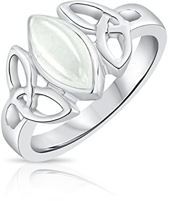Anillo Celta de Plata de Ley 925 para Mujer - Nudo Trinitario con Piedras Preciosas Naturales - Joyería Celta