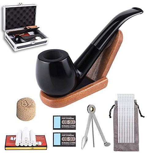 Namotu Tabakpfeife Holz Set Mit Einzig Schön Geschenkbox & Pfeifenständer, 8 In 1 Premium Tabakpfeife Set, Mit Filterelemente, 3-in-1 Rohrschaber, Pfeifenputzer Und Rohrmetallschirme