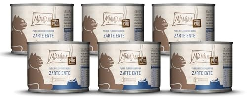 MjAMjAM - nourriture humide premium pour chats - pur plaisir de la viande - tendre canard pur, pack de 6 (6 x 200 g), sans céréales avec supplément de viande
