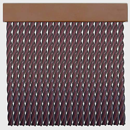 Cortinas Exterior Puerta de Cordon | Tiras Plastico PVC y Barra Aluminio | Ideal para Terraza y Porche | Antimoscas | Beige-Marrón Oscuro | 210 * 90