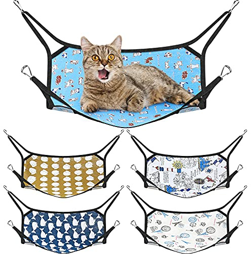 Shappy 5 Pcs Pet Hammock for Cage Hanging Pet Hammock Bed with Metal Hooks Cats Ferret Soft Bed Suitable for Guinea Pig Hamster Gerbil Kittens Cats Cage(Classical)
