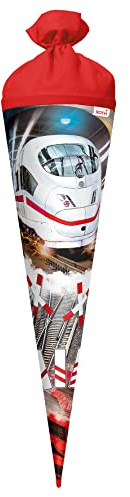 ROTH Cornet surprise grand train rapide 70 cm – Rond rouge (h) – Fermeture en feutre – Sac à sucre train