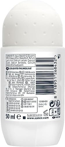 SANEX - Deodorant mit 0% sensitiver Kugel – Deodorant für Damen und Herren – 24 Stunden wirksam – ohne Alkohol, ohne Aluminiumsalze – 6 Rollen à 50 ml
