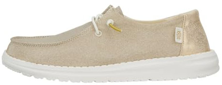 HEYDUDE Wendy Metallic Sparkle Damen - Slip on Flache Schuhe - Mokassin Stil, Gold, 39